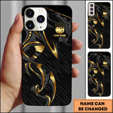 Maxcorners Bowling Phone Case Abstract Gold Lion Head Line Art Luxury Style Personalized Name Phone Case