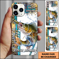 Maxcorners Walleye Fishing Phone Case Lure Strike Action Sport Style Personalized Name 3D Phone Case
