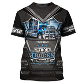 Maxcorners Blue & Black Trucker 3D All Over Printed Personalized Name T-Shirt