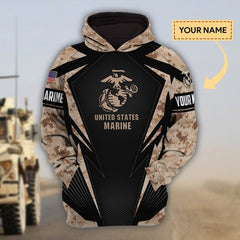 Maxcorners Custom Name Premium Unique Veteran Light All Over Printed Hoodie