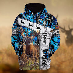 Maxcorners Personalized Name Deer Hunting 3D Hoodie & Zip Hoodie