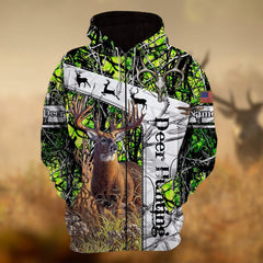 Maxcorners Personalized Name Deer Hunting 3D Hoodie & Zip Hoodie