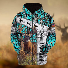 Maxcorners Personalized Name Deer Hunting 3D Hoodie & Zip Hoodie