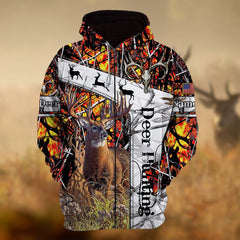 Maxcorners Personalized Name Deer Hunting 3D Hoodie & Zip Hoodie