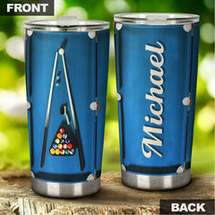 Maxcorners Billiard Table Blue Personalized Name Tumbler
