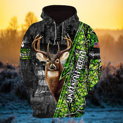 Maxcorners Personalized Best American Flag Deer Hunting Hoodie