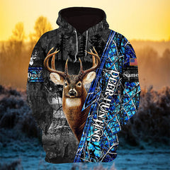 Maxcorners Personalized Best American Flag Deer Hunting Hoodie