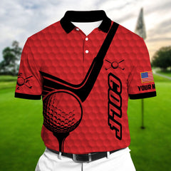 Max Corners Red Pride Premium Coolest Golf Club And Ball, Golf Polo Shirts Multicolor Custom Name Polo