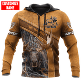 Maxcorners Moose Hunting Personalized Name 3D Over Printed Hoodie