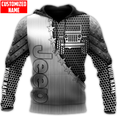 Maxcorners Custom Name Jeep Silver 3D Shirt