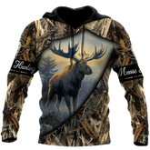 Maxcorners Moose Hunting 3D Over Printed Hoodie