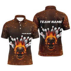 Max Corner Flame Skull Pin Fire Pattern Bowling Custom Name and Team Shirt
