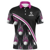 Max Corner Golf balls pink flame pattern Mens Golf polo shirts custom name golf clothes for men golfing
