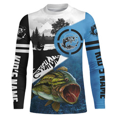 Maxcorners Largemouth Bass Fishing Fish On Blue Custom Name