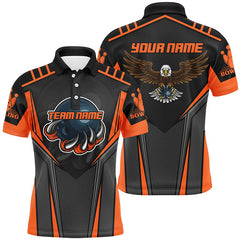 Max Corner Eagle Men Orange Gear Pattern Custom Name And Team Shirt