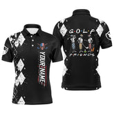 Max Corner Black golf shirt mens skull golf clubs custom name skull golf friends team mens polo golf shirts