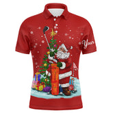 Max Corner Christmas golf shirts custom name Mens golf polo shirt - Santa Golfer Christmas golf gifts