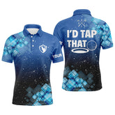 Max Corner Mens golf polo shirts custom name I'd tap that blue abstract funny mens golf shirts golf clothes