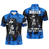 Max Corner Mens golf polo shirts custom name blue flame golf skull it takes a lot of ballsto golf the way I do