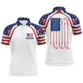 Max Corner Watercolor American flag white Mens golf polo shirt custom mens patriotic polo shirts golfing gift