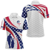 Max Corner Personalized golf polo shirts American flag white custom name mens long sleeve golf tops
