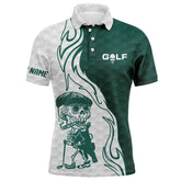 Max Corner Green and white Mens golf polo shirt custom name golf skull shirts