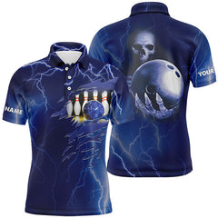 Max Corner blue lightning Skull Men Bowling Jerseys Custom Name And Team Shirt