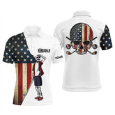 Max Corner Vintage American flag patriotic Mens golf polo shirt custom golf skull men's flag polo shirts