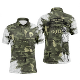 Max Corner Funny skull green camo golf polo shirts for men custom name your hole is my goal mens polos shirt