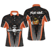 Max Corner Happy Halloween Mens Golf Polo Shirts Custom Orange Black Golf Shirts For Men