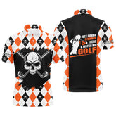 Max Corner Mens Skull Golf Shirt Custom Golf Shirt With Skulls, Argyle Golf Shirts For Men, Halloween Golf Gifts