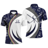 Max Corner Golf Equipment Mens Golf Polo Shirts, Navy Custom Name Golf Shirts For Men