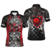 Max Corner Golf Red Mens Polo Shirt Custom Checker Pattern Racing Polos For Mens