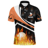 Max Corner Personalized Mens Golf Ball Fire Flame Orange Style Custom Golf Shirts For Men