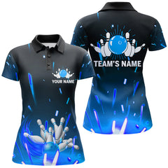 Maxcorners Blue Flame Bowling Classic Personalized All Over Printed Shirt For Women