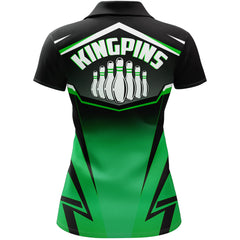 Maxcorners Kingpins Green Bowling Customized Name All Over Printed Shirt For Women