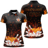 Maxcorners Black Bowling Flame Personalized All Over Printed Shirt For Women
