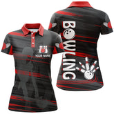 Maxcorners Red And Black Bowling Player Pattern Premium Customized Name 3D Shirt For Women