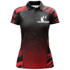 Maxcorners Red Camo Strike Bowling Premium Customized Name 3D Shirt For Women