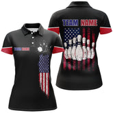 Maxcorners Bowling Black American Flag Customized Name All Over Printed Shirt For Women