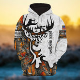 Maxcorners Personalized Camo Deer Hunting Hoodies All Over Print Multicolored