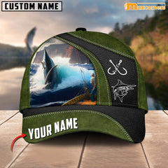Maxcorners Marlin Fishing Personalized Name 3D Over Printed Cap