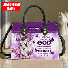 Maxcorners Customized Name Horse Printed Leather T18 Handbag