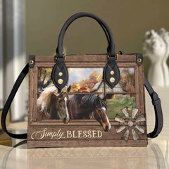 Maxcorners Customized Name Horse Printed Leather T13 -Handbag