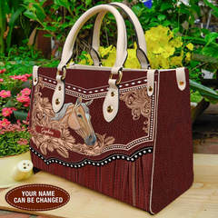 Maxcorners Customized Name Horse Printed Leather T27-Handbag