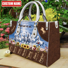 Maxcorners Customized Name Horse Printed Leather T33 -Handbag