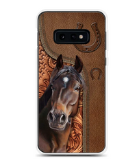 Horse Love Leather Pattern Personalized Phone Case - Samsung