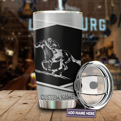 Maxcorners Custom Name Racing Horse Stainless Steel Tumbler