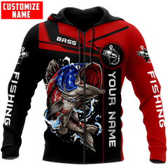 Maxcorners Custom Name US Bass fishing 3D Shirt