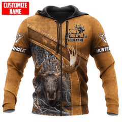 Maxcorners Moose Hunting Personalized Name 3D Over Printed Hoodie